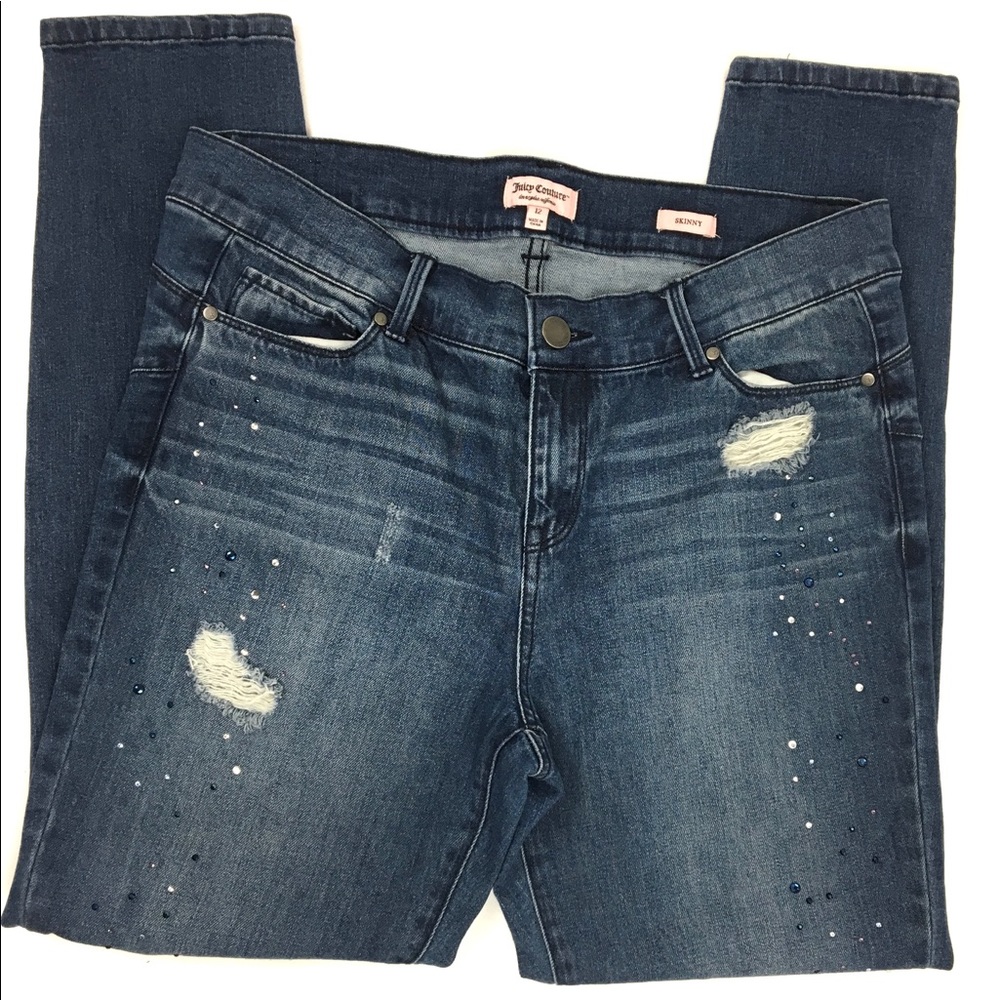 Skinny Rhinestone Distressed Juicy Couture Jeans